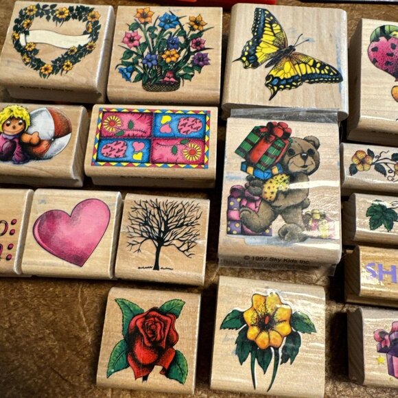 Lot of 20 Sky Kids Inc stamps Birthday butterfly heart tree fairy flowers bear - Picture 5 of 6